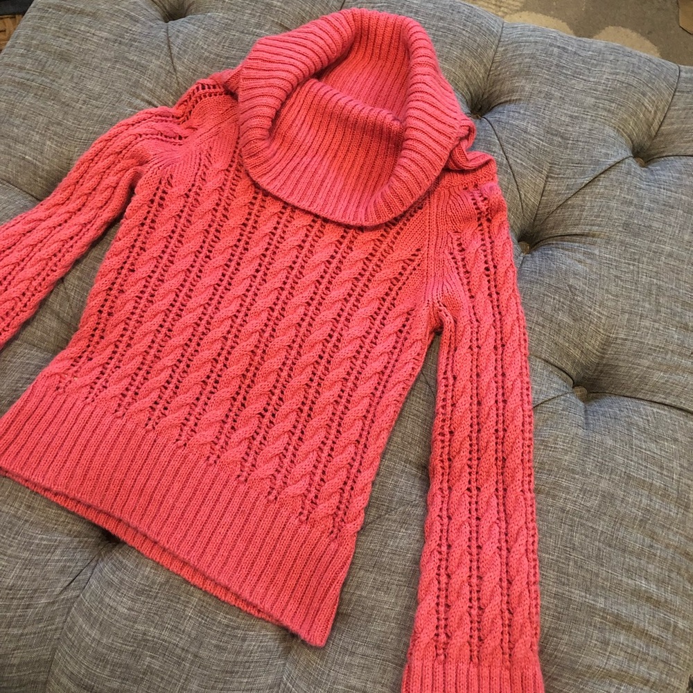 Soft Coral Cowl Neck Sweater